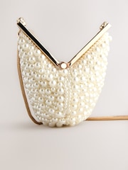 Blanco - Faux Pearl Clasp Clutch - Imagen 12 de 12
