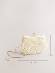 Blanco - Faux Pearl Clasp Clutch - Imagen 4 de 12