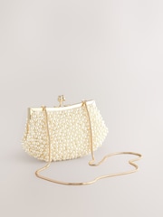Blanco - Faux Pearl Clasp Clutch - Imagen 6 de 12