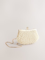 Blanco - Faux Pearl Clasp Clutch - Imagen 7 de 12