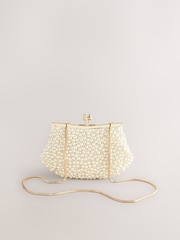 Blanco - Faux Pearl Clasp Clutch - Imagen 8 de 12