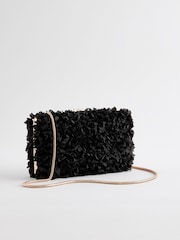 Schwarz - Hartschalen-Clutch mit Corsage - Bild 5 von 9