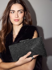 Black Sparkle Frame Clutch - Image 1 of 10