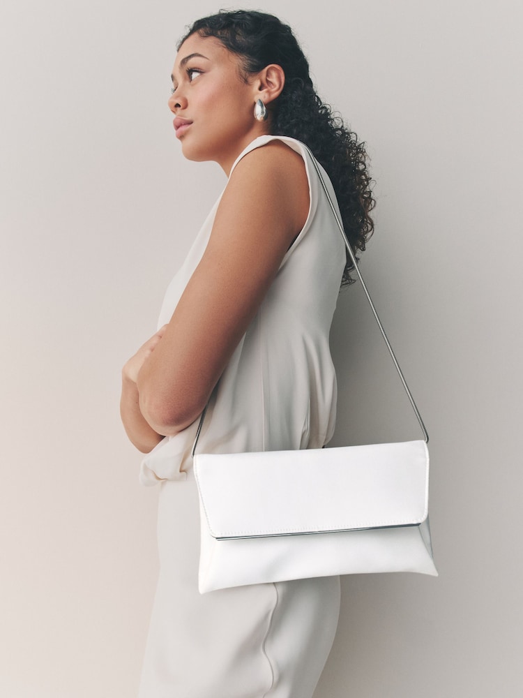 Weiß - Clutch-Tasche mit abnehmbarer Kette - Bild 2 von 9