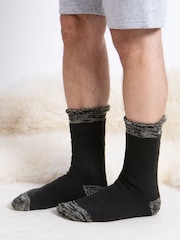 Totes Black Mens Brushed Thermal Socks 2 Pack - Image 1 of 5
