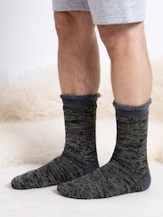 Totes Black Mens Brushed Thermal Socks 2 Pack - Image 2 of 5