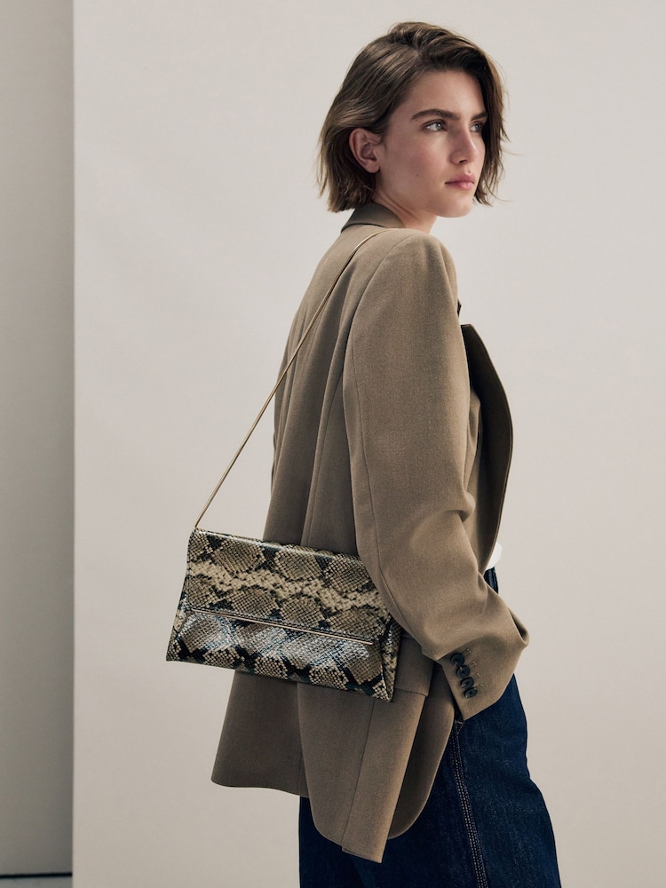 Schlangenmuster - Clutch-Tasche mit abnehmbarer Kette - Bild 2 von 10
