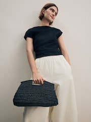 Black Raffia Clutch Bag - Image 2 of 14