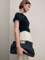 Black Raffia Clutch Bag - Image 3 of 14