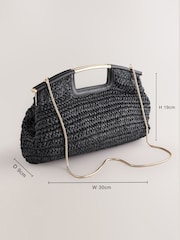 Black Raffia Clutch Bag - Image 4 of 14