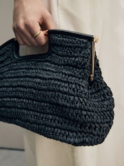 Black Raffia Clutch Bag - Image 5 of 14