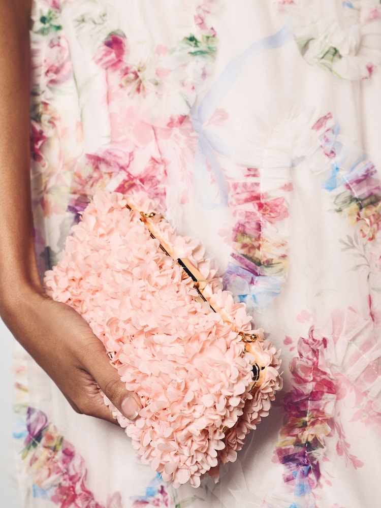 Pink - Hartschalen-Clutch mit Corsage - Bild 1 von 9