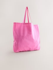 Pink Printed 100% Cotton Lightweight Shopper Bag - Image 6 of 9