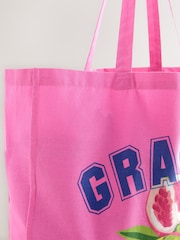 Pink Printed 100% Cotton Lightweight Shopper Bag - Image 7 of 9
