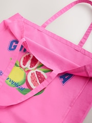 Pink Printed 100% Cotton Lightweight Shopper Bag - Image 8 of 9