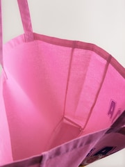Pink Printed 100% Cotton Lightweight Shopper Bag - Image 9 of 9