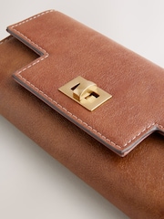 Tan Brown Buckle Flap Purse - Image 5 of 5