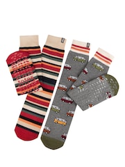 Totes Red Mens Original Winter Slipper Socks 2 Pack - Image 1 of 5