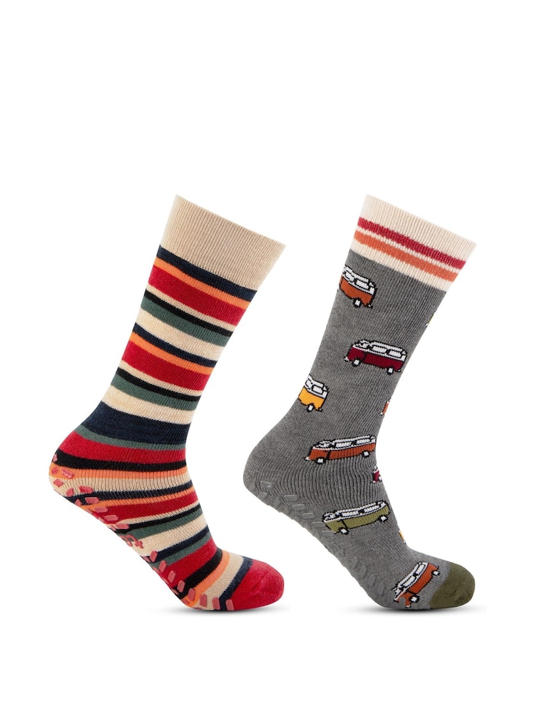 Totes Red Mens Original Winter Slipper Socks 2 Pack - Image 2 of 5