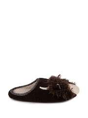 Totes Brown Highland Cow Mens Novelty Winter Mule Slippers - Image 1 of 5