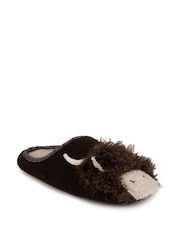 Totes Brown Highland Cow Mens Novelty Winter Mule Slippers - Image 2 of 5