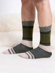 Totes Green Mens Original Slipper Socks 3 Pair Pack - Image 4 of 5