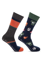 Totes Blue Mens Original Winter Slipper Socks 2 Pack - Image 2 of 5