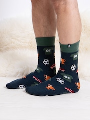 Totes Blue Mens Original Winter Slipper Socks 2 Pack - Image 4 of 5
