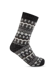 Totes Grey Mens Pattern Winter Slipper Socks - Image 4 of 5