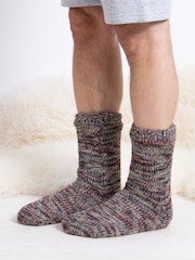 Totes Red Mens Chunky Twist Slipper Socks - Image 1 of 5