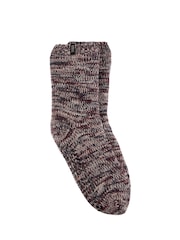 Totes Red Mens Chunky Twist Slipper Socks - Image 3 of 5