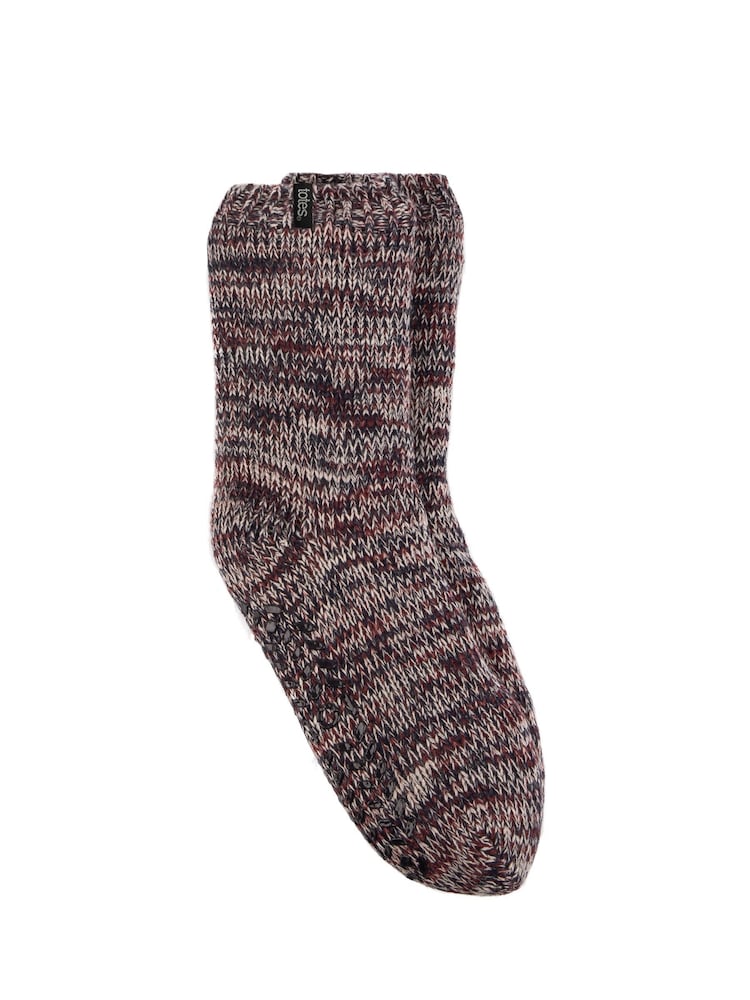 Totes Red Mens Chunky Twist Slipper Socks - Image 3 of 5