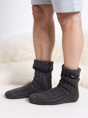 Totes Grey Mens Chunky Winter Slipper Socks - Image 1 of 5