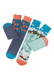 Totes Aqua Blue Mens Original Winter Slipper Socks 2 Pack - Image 1 of 5