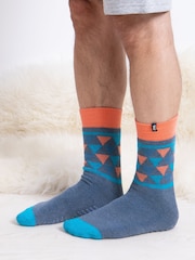 Totes Aqua Blue Mens Original Winter Slipper Socks 2 Pack - Image 3 of 5