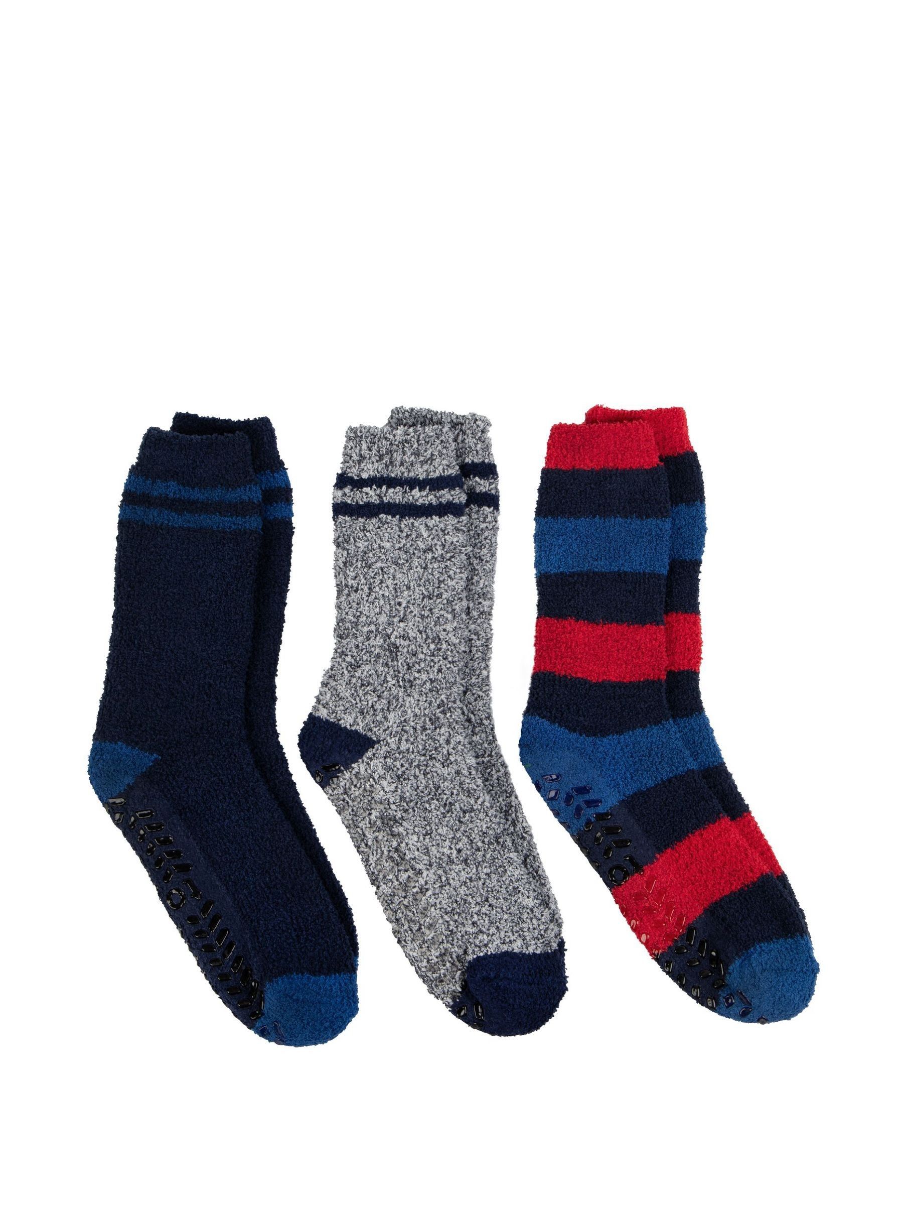 Totes Blue Mens Supersoft Cosy Winter Slipper Socks 3 Pack