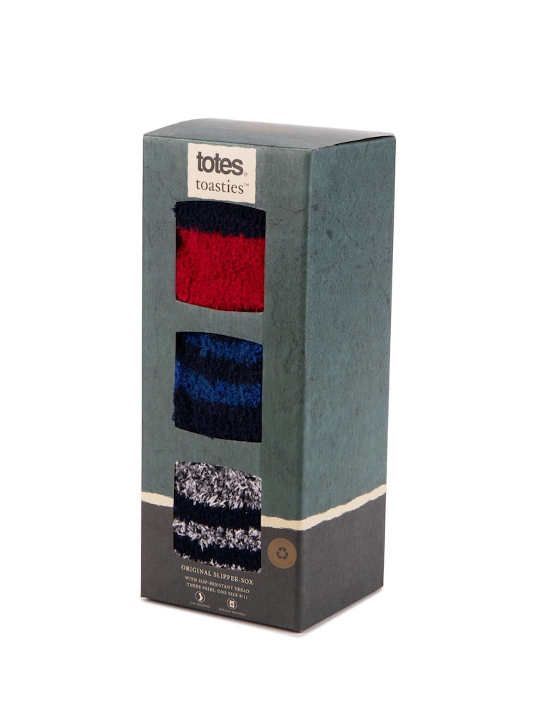 Totes Blue Mens Supersoft Cosy Winter Slipper Socks 3 Pack - Image 2 of 5