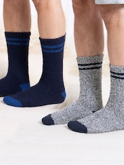 Totes Blue Mens Supersoft Cosy Winter Slipper Socks 3 Pack - Image 4 of 5