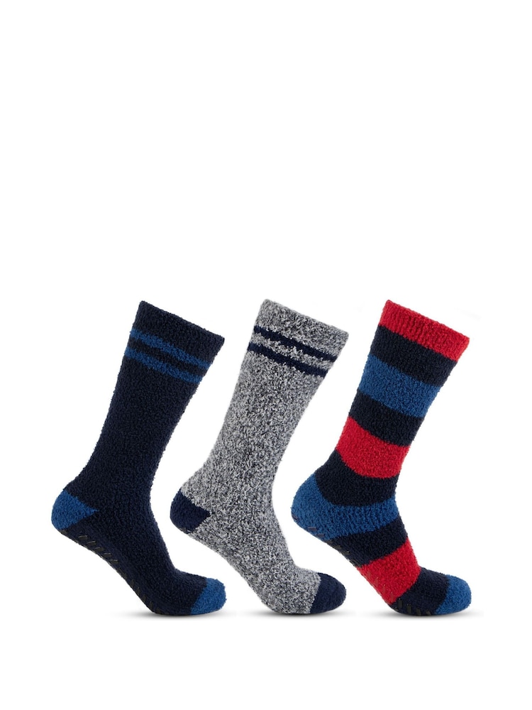 Totes Blue Mens Supersoft Cosy Winter Slipper Socks 3 Pack - Image 5 of 5
