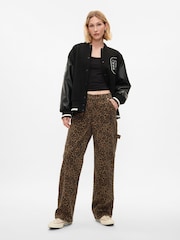 Gap Brown Mid Rise Leopard Print 90s Loose Cargo Jeans - Image 1 of 9
