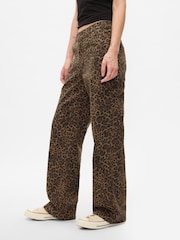 Gap Brown Mid Rise Leopard Print 90s Loose Cargo Jeans - Image 6 of 9