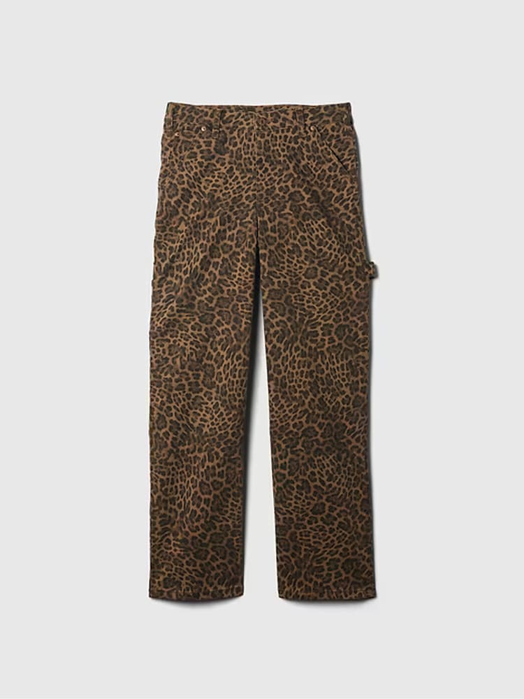 Gap Brown Mid Rise Leopard Print 90s Loose Cargo Jeans - Image 9 of 9