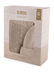Totes Cream Ladies Chunky Winter Woven Blanket Scarf and Hat - Image 3 of 4