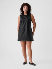 Gap Black Faux Leather Mini Shift Dress - Image 4 of 5