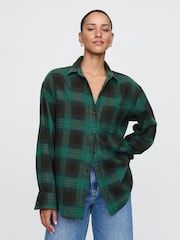 Gap Green Oversized Flannel Shirt - Image 1 of 5