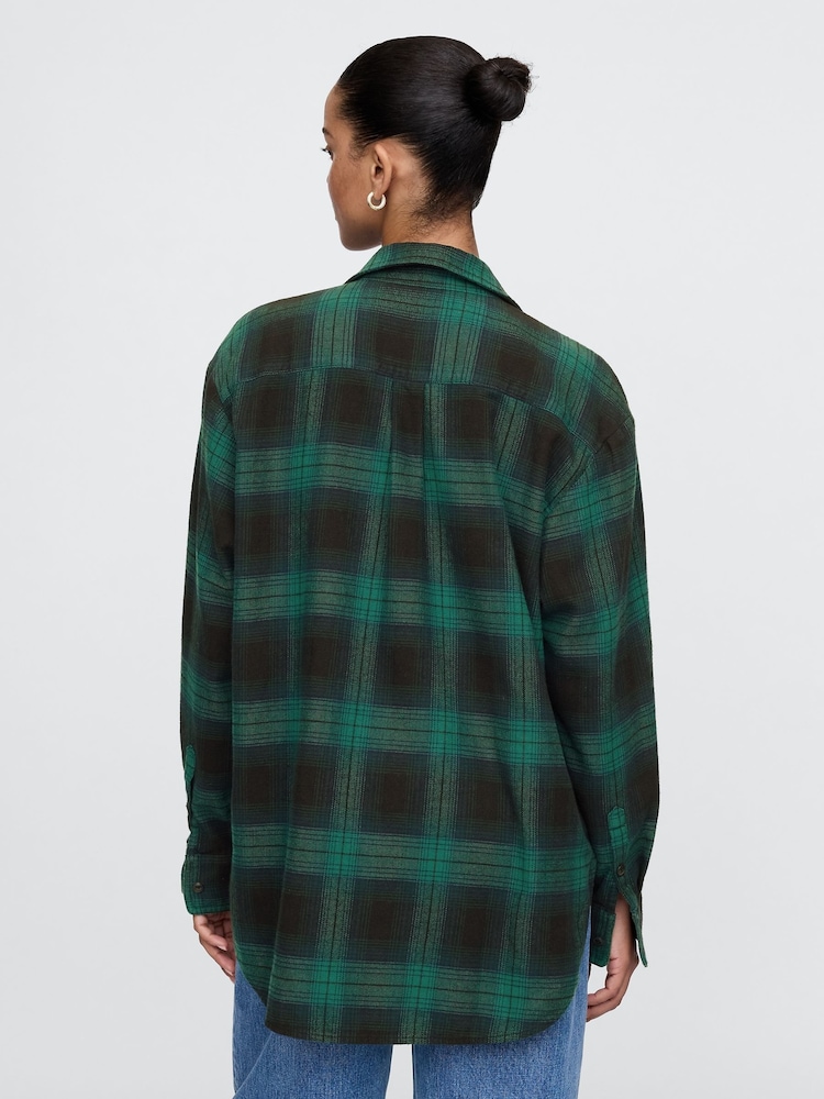 Gap Green Oversized Flannel Shirt - Image 2 of 5 Gap Green Oversized Flannel Shirt - Image 2 of 5