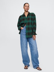 Gap Green Oversized Flannel Shirt - Image 3 of 5