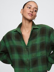 Gap Green Oversized Flannel Shirt - Image 4 of 5