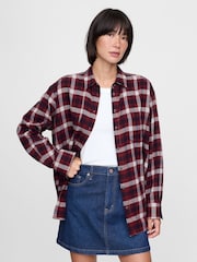 Gap Red Oversized Flannel Shirt - Image 1 of 5