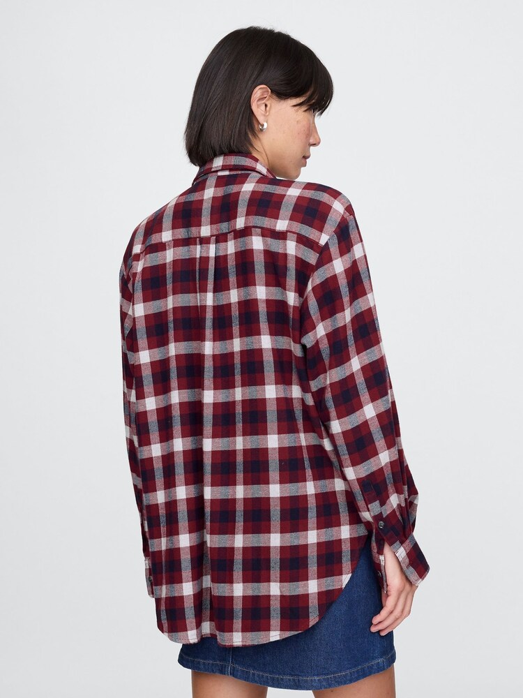 Gap Red Oversized Flannel Shirt - Image 2 of 5